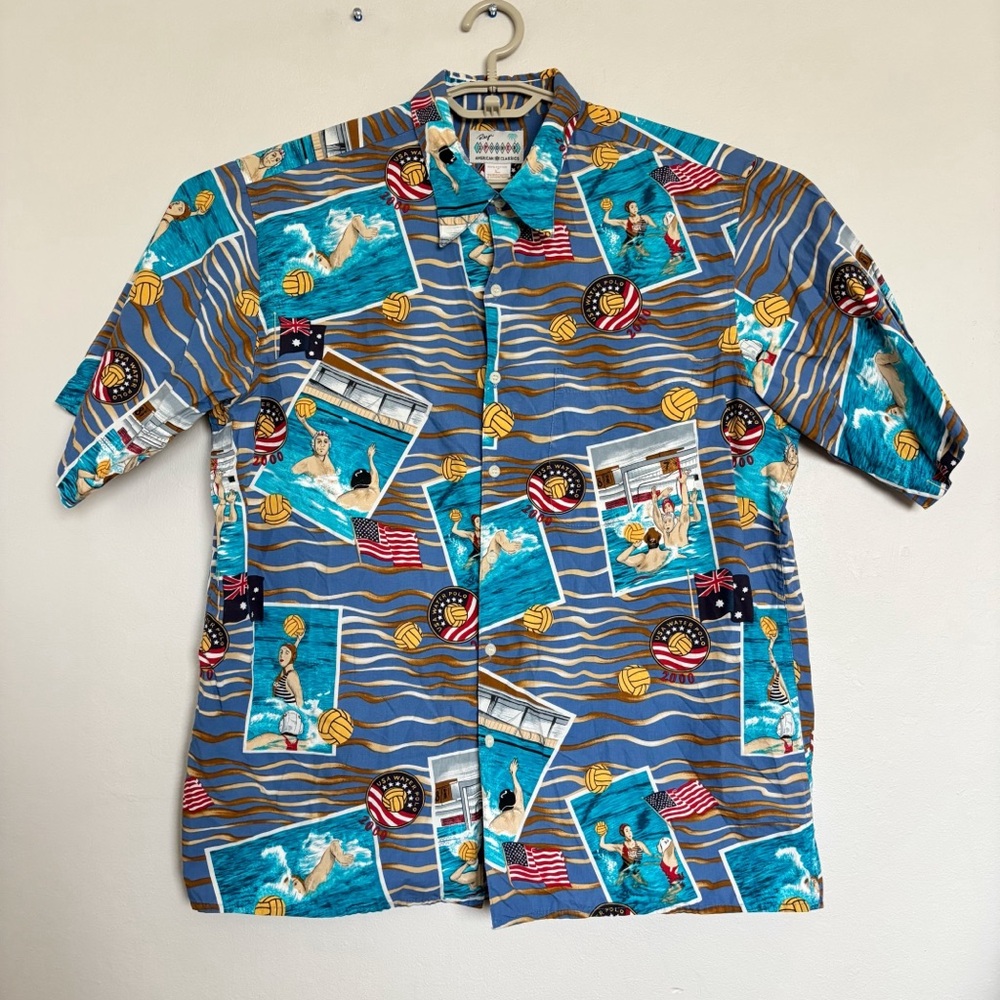 Reyn Spooner Vintage Hawaiian USA Water Polo Button Up Shirt Men’s Large Cotton